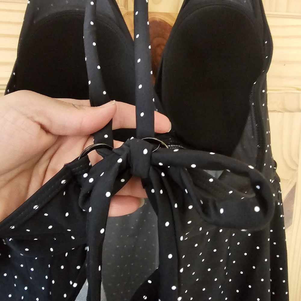 Torrid Black and White Polka Dot Swim Top - Picture 3 of 5